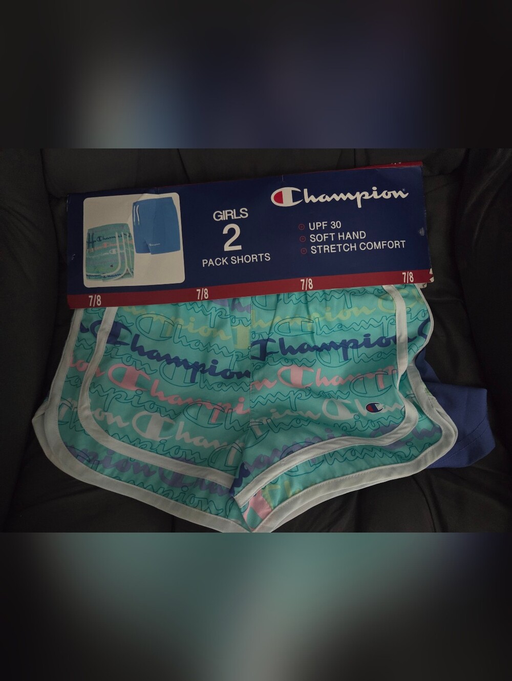 NWT Champion Girls Aqua Teal Logo Print Shorts - 2 PACK